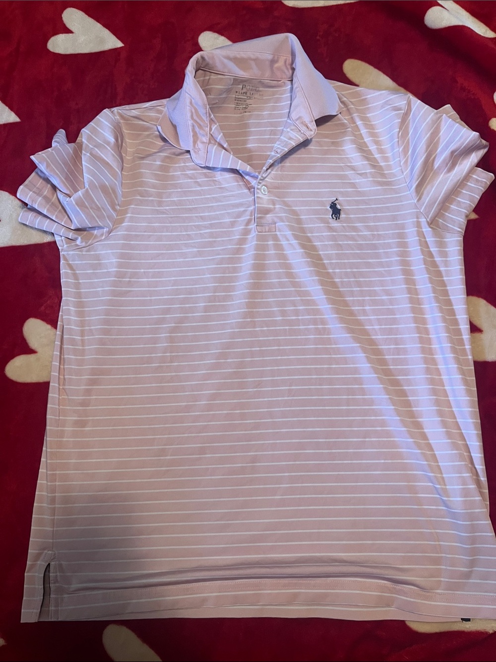 Polo by Ralph Lauren Men’s Light Pink & White Striped Polo